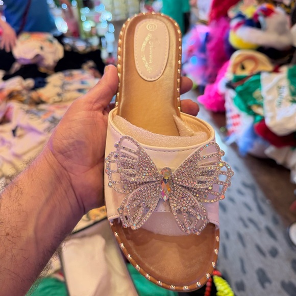 Restocked! Italina White Butterfly AB Stone Embellished Flat Sandals - Picture 2 of 4